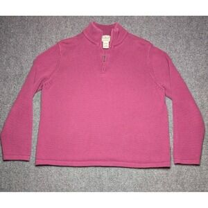 L.L Bean Women's Large Quarter Zip Knit Pullover Magenta 0 AKS8 100% Cotton